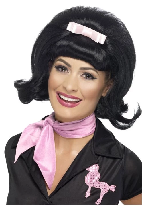 Smiffys 50s Flicked Beehive Black Wig -Cheap Halloween Store 50s flicked beehive black wig