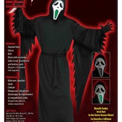 Fun World Light Up Fade Mouth Ghost Face Costume For Adults -Cheap Halloween Store adult light up fade mouth ghost face alt 3