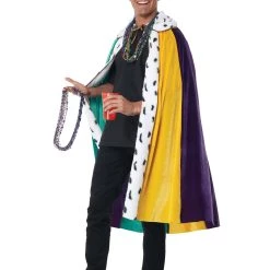 California Costume Collection Mardi Gras Cape And Crown Set For Adults -Cheap Halloween Store adult mardi gras cape and crown set alt 2