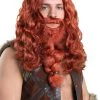 Partytime Costume & Lingerie (Yiwu) Factory Men's Red Viking Wig And Beard Set
