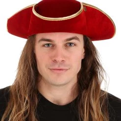 Elope Rum Pirate Red Costume Hat For Adults -Cheap Halloween Store adult rum pirate red hat alt 3