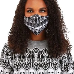 Guangzhou Fashion Travelling Goods Co. Ltd Skeletons Pattern Sublimated Face Mask For Adults -Cheap Halloween Store adult skeletons pattern sublimated face mask alt 2