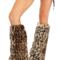 Forplay Animal Print Furry Leg Warmers