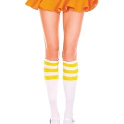 Music Legs White/Yellow Athletic Knee High Stockings