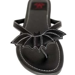 Strange Cvlt Women's Bat Icon Sandals -Cheap Halloween Store bat icon sandals alt 4