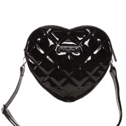 Rock Rebel Shop Bat Studded Quilted Faux Patent Heart Purse