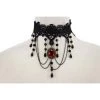 Western Fashion Bead And Chain Choker With Red Pendant
