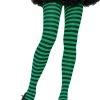 Leg Avenue Black And Green Striped Nylon Tights For Women
