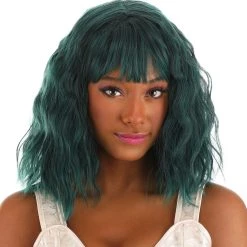 Partytime Wig Black And Green Wavy Wig Accessory