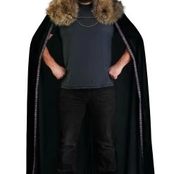 Partytime Costume & Lingerie (Yiwu) Factory Men's Black Faux Fur Collar Viking Cape