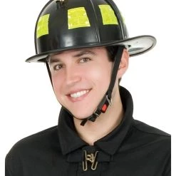 Charades Black Fireman Helmet