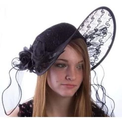 H.M. Smallwares Women's Black Lace Derby Hat