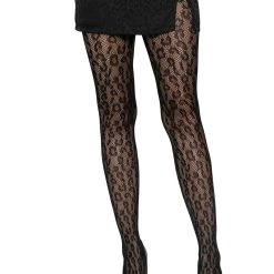 Leg Avenue Women's Black Leopard Net Tights