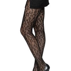 Leg Avenue Women's Black Leopard Net Tights -Cheap Halloween Store black leopard net tights alt 2