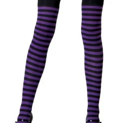 Leg Avenue Black / Purple Striped Stockings