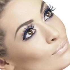 Smiffys Blue Spiderweb Eyelashes With Glue