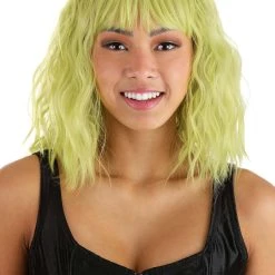 Partytime Wig Blonde And Green Wavy Wig Accessory