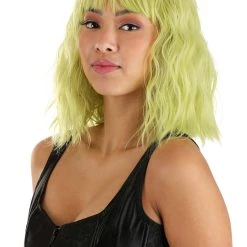 Partytime Wig Blonde And Green Wavy Wig Accessory -Cheap Halloween Store blonde and green wavy wig alt 2