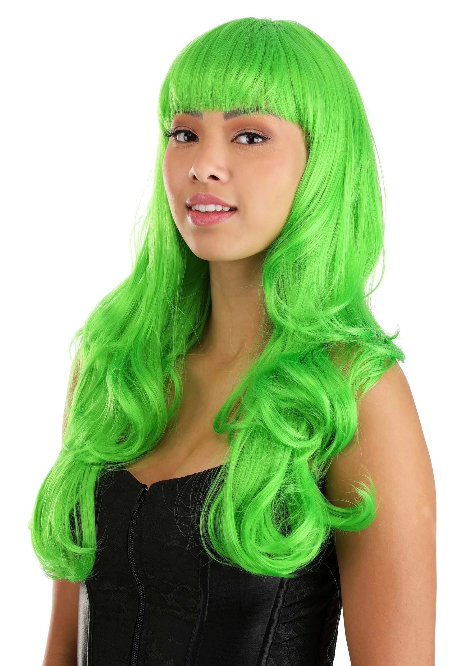 Partytime Wig Bright Green Full Wavy Wig For Women 3 Partytime Wig Bright Green Full Wavy Wig For Women - Image 3