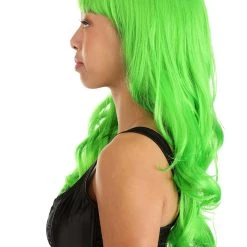 Partytime Wig Bright Green Full Wavy Wig For Women 7 Partytime Wig Bright Green Full Wavy Wig For Women -Cheap Halloween Store bright green full wavy wig alt 3