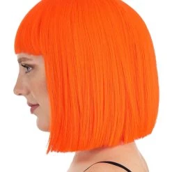 Partytime Wig Bright Orange Bob Wig For Adults -Cheap Halloween Store bright orange bob wig alt 2