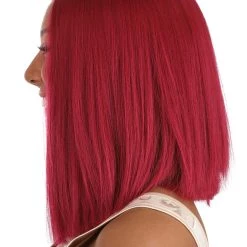 Partytime Wig Long Bright Red Bob Wig 6 Partytime Wig Long Bright Red Bob Wig -Cheap Halloween Store bright red long bob wig alt 2