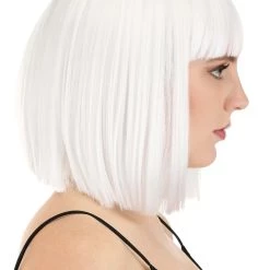 Partytime Wig Bright White Bob Wig For Women -Cheap Halloween Store bright white bob wig alt 3