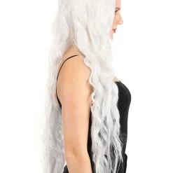 Partytime Wig Long Bright White Wavy Wig -Cheap Halloween Store bright white long wavy wig alt 2