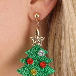 Anarchy Street Christmas Tree Glitter Earrings Lucite