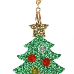 Anarchy Street Christmas Tree Glitter Earrings Lucite -Cheap Halloween Store christmas tree lucite glitter earring alt 2