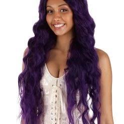 Partytime Wig Dark Purple Long Wavy Wig Accessory