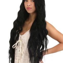Partytime Wig Wavy Deep Black Wig -Cheap Halloween Store deep black long wavy wig alt 2