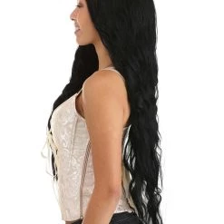 Partytime Wig Wavy Deep Black Wig -Cheap Halloween Store deep black long wavy wig alt 3