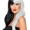Smiffys Deluxe Black And Grey Heat Stylable Wig