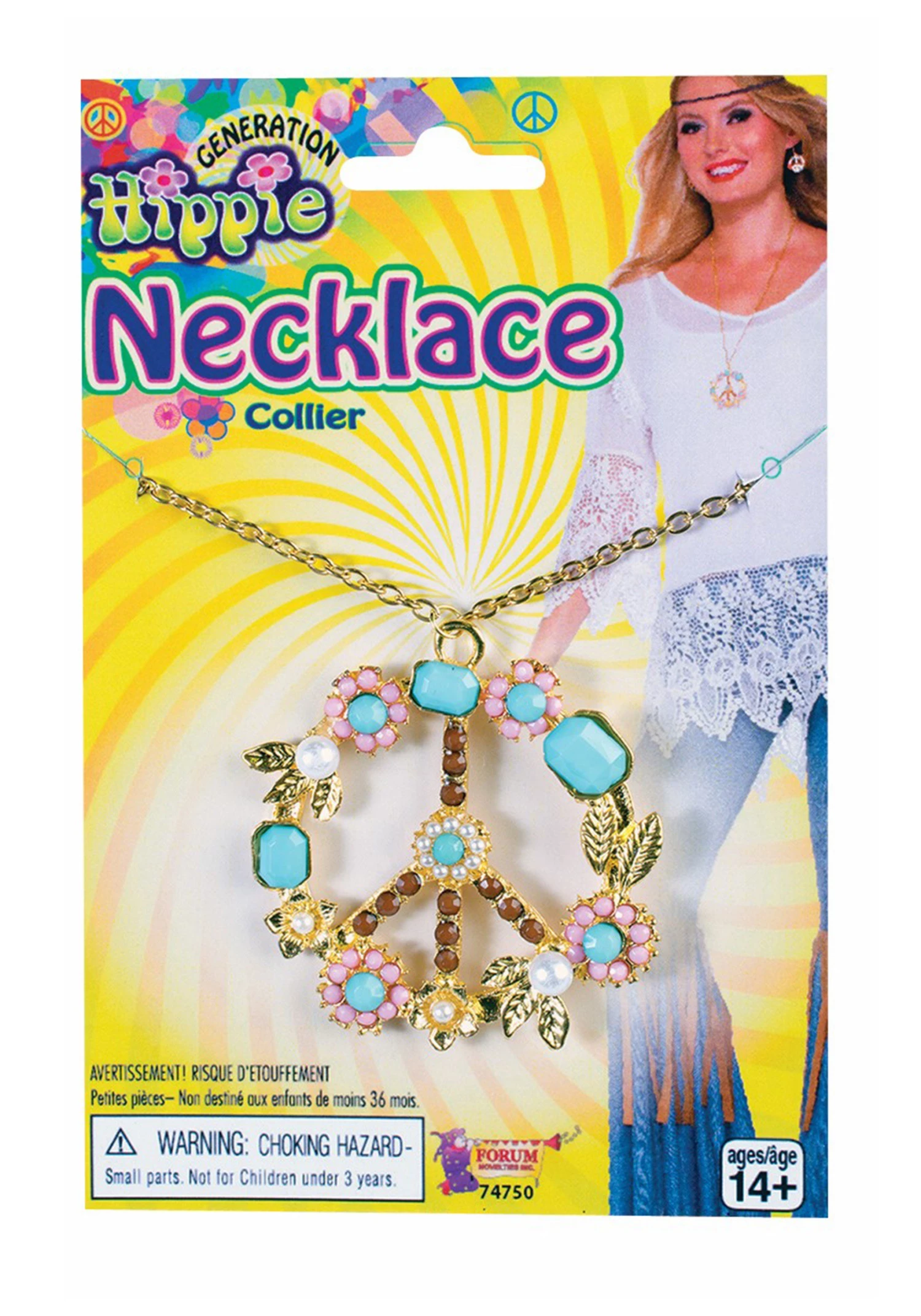 Forum Novelties, Inc Deluxe Hippie Peace Sign Necklace 1 Forum Novelties, Inc Deluxe Hippie Peace Sign Necklace