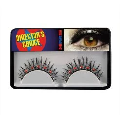 H.M. Smallwares Deluxe Self Adhesive Black Eyelashes With Red Rhinestones