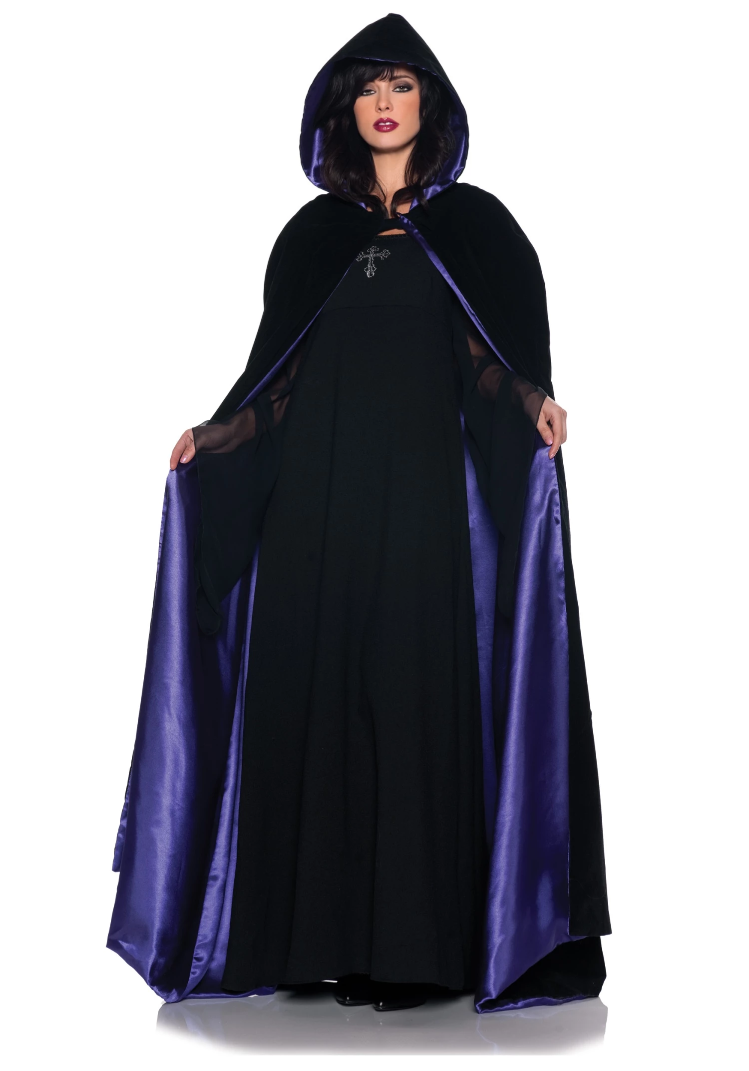 Underwraps Deluxe Velvet & Satin Hooded Cape 1 Underwraps Deluxe Velvet & Satin Hooded Cape