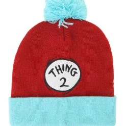 Nanjing Sylva International Trading Co. Ltd Dr. Suess Thing 2 Pom Pom Beanie -Cheap Halloween Store dr suess thing 2 pom beanie alt 2
