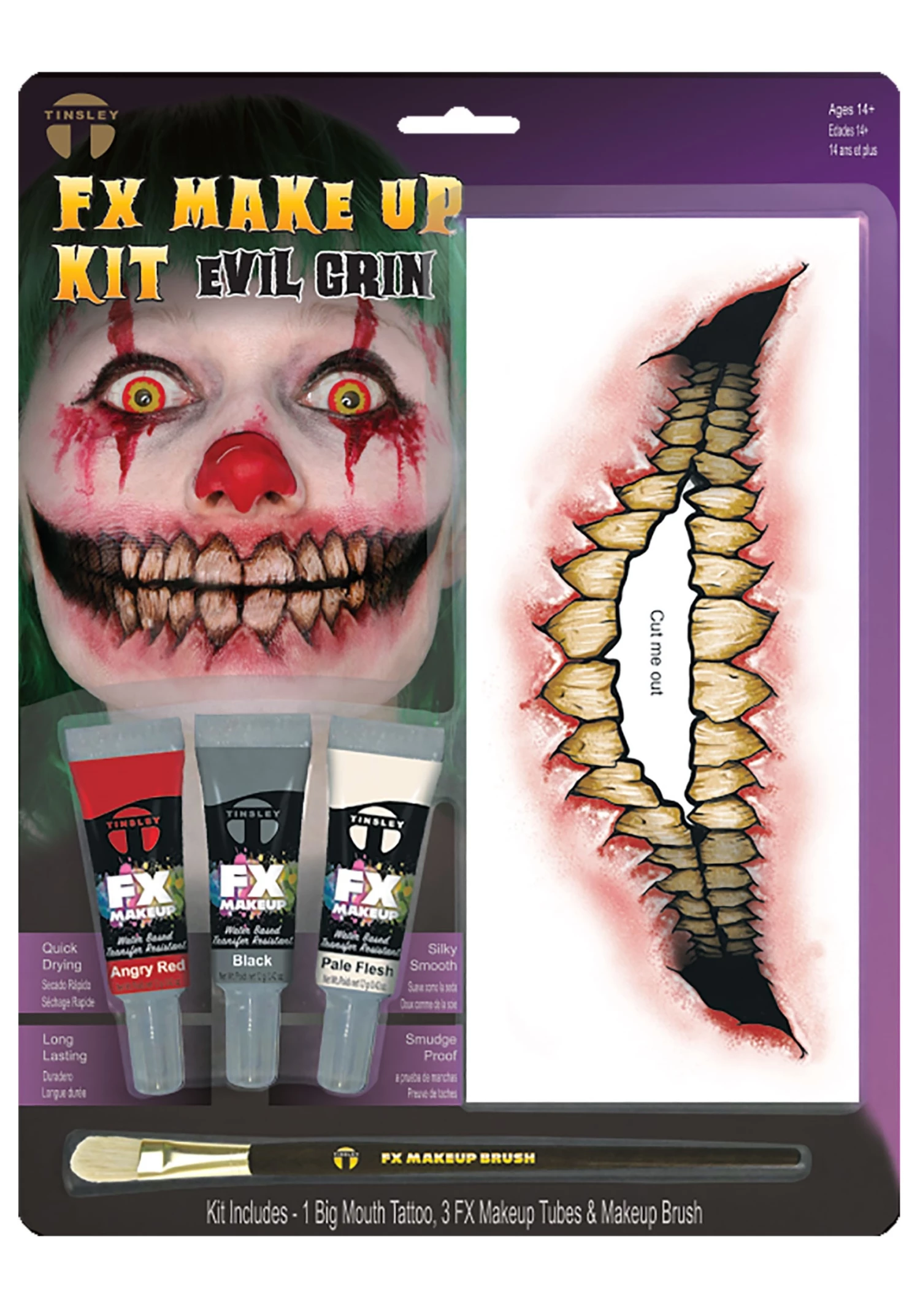 Tinsley Transfers Evil Clown FX Tattoo Kit 1 Tinsley Transfers Evil Clown FX Tattoo Kit