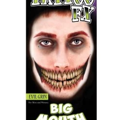 Tinsley Transfers Evil Grin Temporary Big Mouth Tattoo Kit
