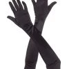 Music Legs Black Extra Long Satin Gloves