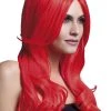 Smiffys Styleable Fever Khloe Neon Red Wig