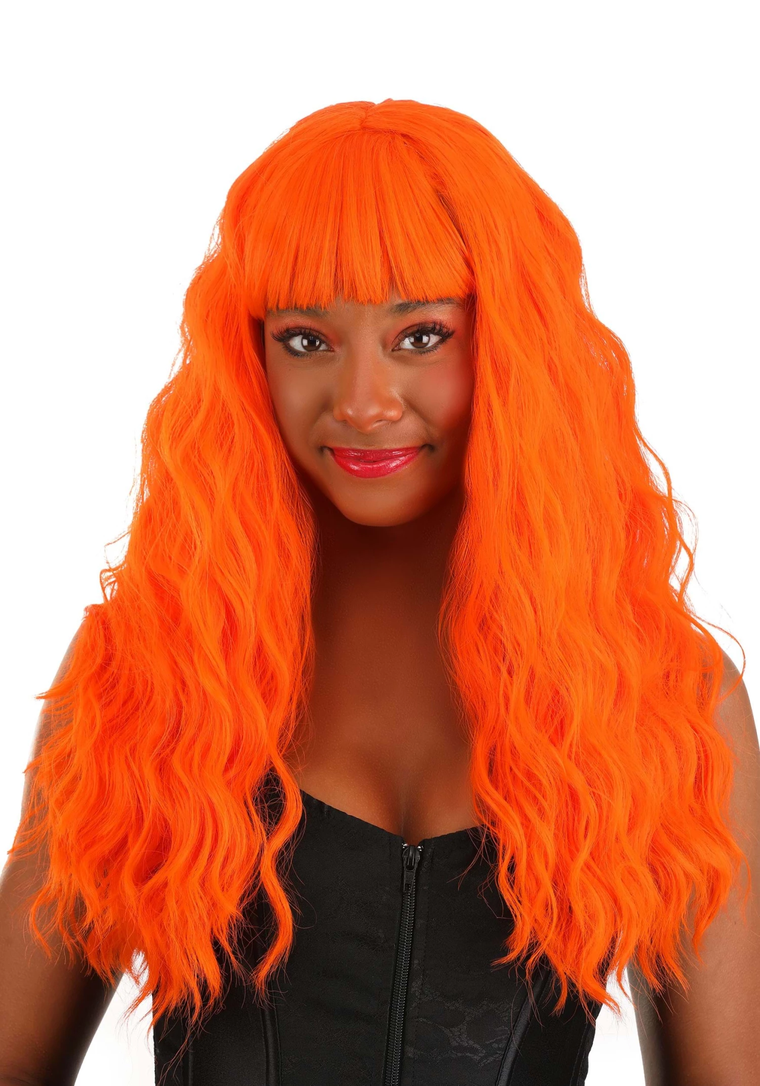 Partytime Wig Fiery Orange Long Wavy Wig For Women 1 Partytime Wig Fiery Orange Long Wavy Wig For Women