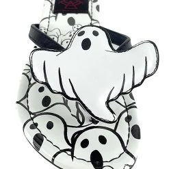 Strange Cvlt Ghost Icon Slip On Sandals -Cheap Halloween Store ghost icon sandals alt 3