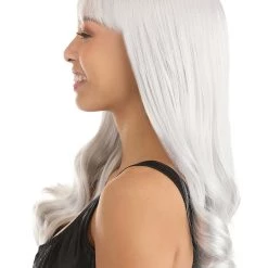 Partytime Wig Gray Wavy Long Wig -Cheap Halloween Store gray full wavy wig alt 2