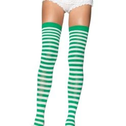 Leg Avenue Green And White Nylon Stockings