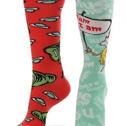 Elope Mismatched Green Eggs & Ham Knee High Costume Socks