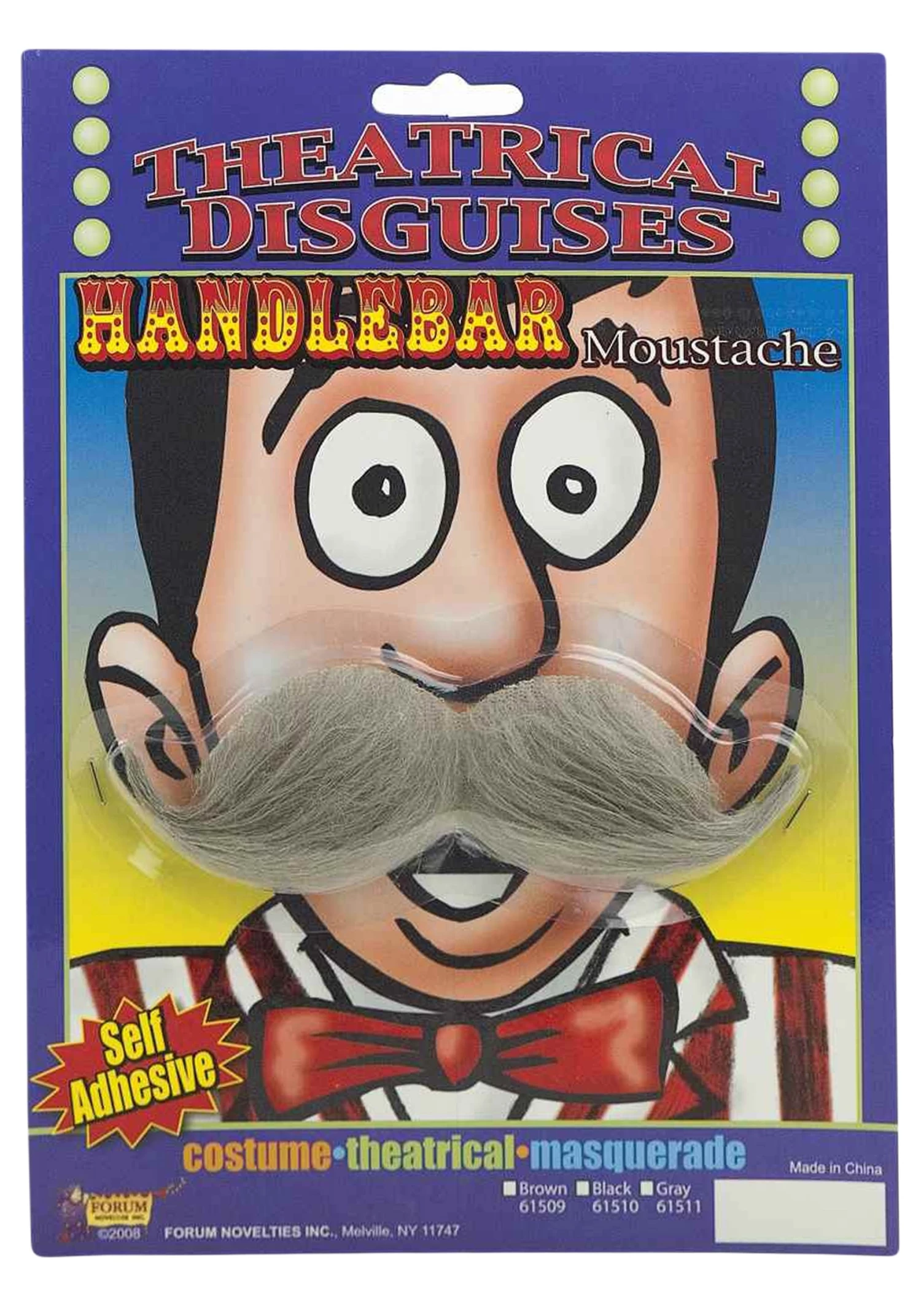 Forum Novelties, Inc Grey Handlebar Mustache 1 Forum Novelties, Inc Grey Handlebar Mustache