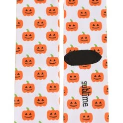 Wee Ones Halloween Pumpkins Adult White Crew Socks