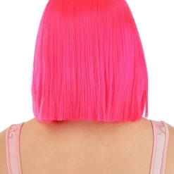 Partytime Wig Hot Pink Bob Wig Accessory -Cheap Halloween Store hot pink bob wig alt 3